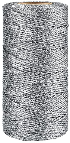 jijAcraft 1,5mm Silber Schnur, Silber Metallic Kordel, 100M Silberfaden DIY Bastelschnur für Basteln, Geschenkverpackung, Weihnachts Dekoration