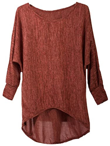 styl Pullover/T-Shirt Oversize (Made In Italy) - Damen Loose Fit (Oversize) (46-48, Safran)