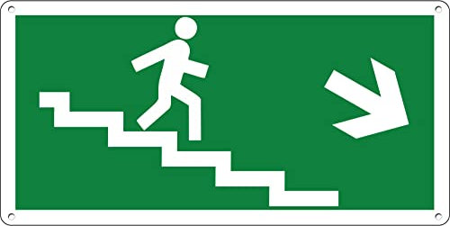 pubblimania Treppen-Notausgang | Sicherheitsschild aus Aluminium, 3 mm dick (Cm 29x14,5) (Treppe rechts Exit)