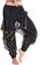 Leemiman Bauchtanz-Kostüm für Damen, Haremshose, Tribal-Hose, arabisch, Halloween-Hose mit goldfarbenem Rand, Schwarz , L