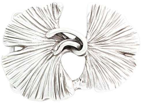 BELTINGER Gürtelschnalle Ginkgoblätter 4,0 cm | Buckle Wechselschließe Gürtelschließe 40mm Massiv | Wechselgürtel bis 4cm | Altsilber
