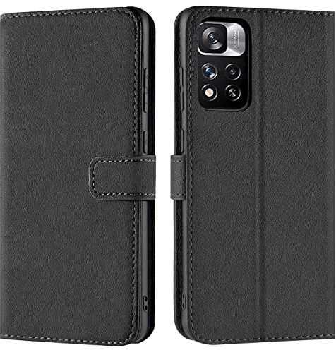 Verco Handyhülle für Xiaomi Redmi Note 11 Pro+ 5G Hülle, Bookcase Tasche Flipcover für Redmi Note 11 Pro+ Plus 5G Case [Kartenfächer/Aufstellfunktion], Schwarz