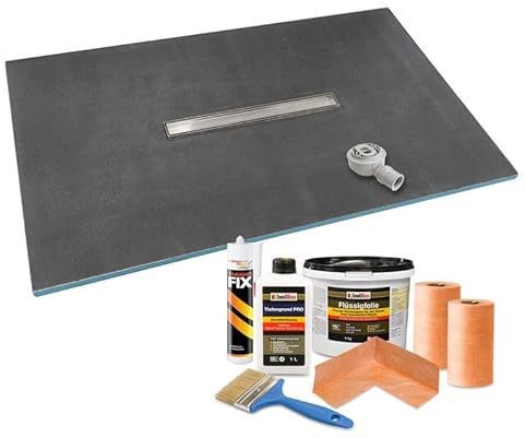 Thermopanel Waterproof Linear Wet Room Shower Trays Including Tanking Kits and Tiles Grate - Suitable for Underfloor Heating with Waste Trap Drain - 1200 x 900 x 30mm