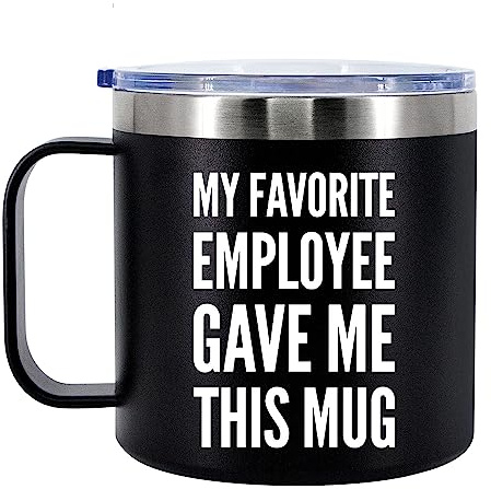 My Favorite Employee Gave Me This Mug Insulated Coffee Cup 14oz With Handle and Lid Boss Gift Employer Manager From Coworker Employee 304 Stainless Steel Tumbler Camping Travel Thermal Mug (Black)