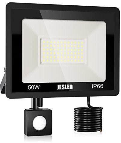 JESLED 50W LED-Strahler Außenbereich mit Bewegungsmelder, 4500LM Flutlicht, 72 LEDs 6000K Außenbeleuchtung für Garten, Patio, Garage, Eingang