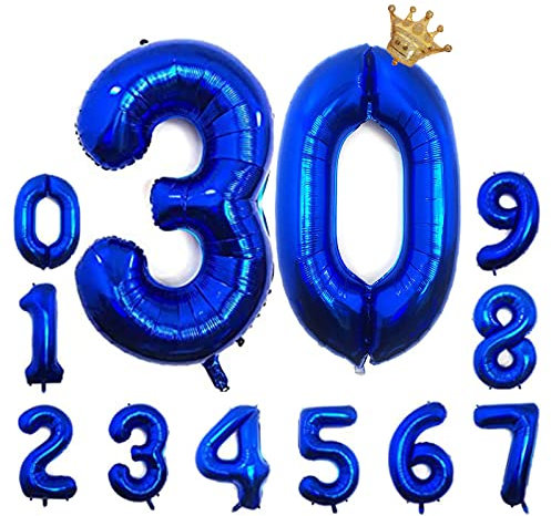 Foil Luftballon 30 Helium Folienballon Zahlen Ballon XXL Folien Dunkelblau Ballon 30 Geburtstag 100cm/40inch
