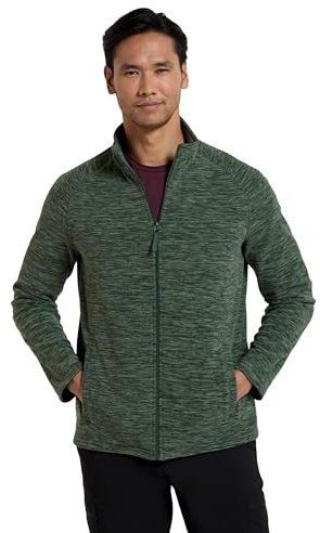 Mountain Warehouse Snowdon Mens Full Zip Fleece - Midlayer Pullover, Breathable Jacket, Soft Outerwear, Smooth Fleece Top - For Spring Summer, Travelling Dark Green M