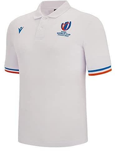 RWC 2023 Rugby World Cup Cotton Piquet Polo Football Soccer T-Shirt Trikot (White)