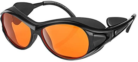 Gafas de seguridad profesionales con luz UV, talla única, de policarbonato, inastillables, protección UVC, para bloquear hasta 400 rayos UV y luz azul, aprobadas con lente de tinte amarillo