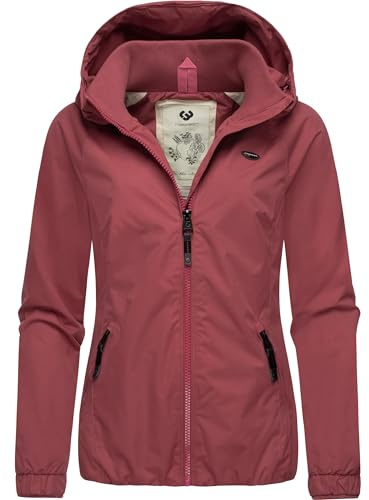 Ragwear Damen wasserdichte Übergangsjacke leichte Jacke kurz mit Kapuze Dizzie Intl Rose23 Gr. M