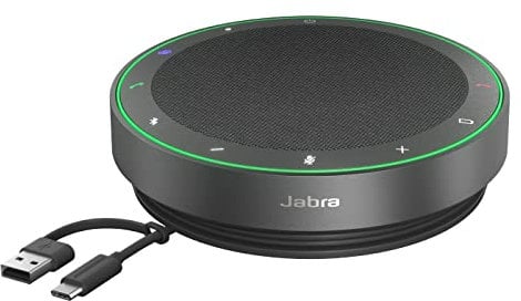 Jabra Speak2 75 schnurlose Bluetooth-Freisprechlösung, 4 Mikrofone mit Geräuschunterdrückung, 65 mm Breitband-Lautsprecher, Super-Breitband-Audio, für MS-Teams Zertifiziert, Dunkelgrau
