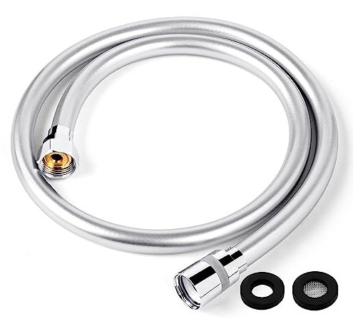 LEEFE Tuyau de douche en PVC lisse flexible anti-torsion avec raccords en laiton 1 m