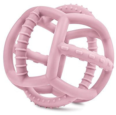 Aolso Silikon Baby Ball Beißring, Baby Spielzeug fürgreifen und zu kauen, Baby Beißring Spielzeug aus Lebensmittelqualität Silikon, BPA-fre, Rosa