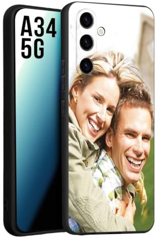 CUSTOMIZZA - Custodia cover nera morbida in tpu compatibile per Samsung A34 5G personalizzata con foto immagine scritta a piacere