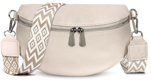 TANTOMI Umhängetasche Damen Bauchtasche Damen Leder, Crossbody Bag Damen Breiter Gurt, Damen-Umhängetaschen Bauchtasche Damen Stylisch, Gürteltasche Damen Elegante