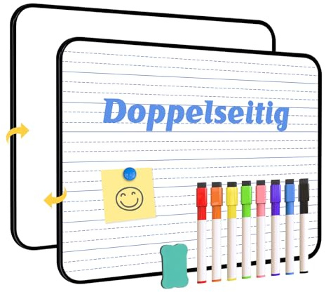 QUEENLINK Magnetische Mini Whiteboard A3 doppelseitig zum Trockenabwischen | Doppelseitiges Whiteboard,magnetisches Whiteboard zum Trockenabwischen, leicht zu beschriften und zu reinigen,für Büro Schule