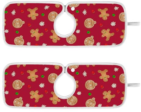 Kcldeci 2 Stück Wasserhahn-Trockenmatte für Küchenspüle, Ginger Cookies Ball, 58,9 x 12,7 cm, Wasserhahn-Trocknungsmatte, saugfähige Matte, schnell trocknende Matte für Küche, Badezimmer