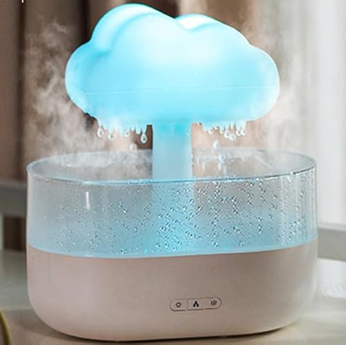 Cloud Rain Humidifier Night Light, Portable Aroma Diffuser Humidifiers with 7 Color Changing Lights Essential Oil Diffuser Relaxing Water Drop Sound for Home Office Bedside