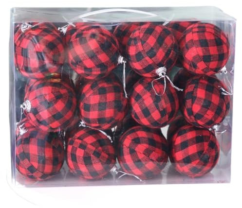Weihnachtskugel Weihnachtskugeln 24Pes Weihnachts-Hängekugel-Ornamente, Kariertes Weihnachtskugel-Set, Weihnachtsbaum-Hängeornamente Für Party-Dekoration Christbaumkugeln Weihnachtsbaumkugeln (Color