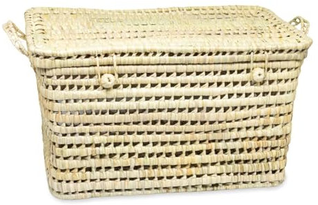 Malle de rangement en osier : rganisation Chic et Fonctionnelle pour Votre Intérieur | Coffre de rangement en feuille de palmier, Panier de rangement (L)