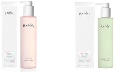 BABOR Cleansing Soothing Rose Toner für jede Haut, Gesichtswasser zur täglichen Gesichtsreinigung & Gel & Tonic Cleanser für ölige und unreine Haut