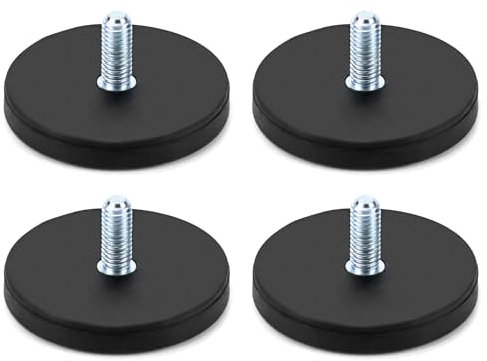 4 Stück Neodym Magnete Gummiert Ø 43mm Mit M6 Außengewinde, Magnete mit Gewinde, 10kg Haftkraft, für Schrauben Öse oder Haken