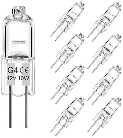 BXXKXMC Ampoule 12v 10w Lampe Halogène,2700k Blanc Chaud Hotte Aspirante Ampoules Halogènes,Lampe Halogene G4，Dimmable Pour Remplacer Les Lustres En Cristal [Classe énergétique G]
