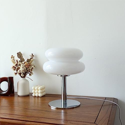 Nordische Eier-Tart-japanische Tischlampen, energieeffizientes weiches Licht Niedliches Glas Tischlampe Retro Süße Tischlampe Römisches für Wohnzimmer Schlafzimmer (USB Taste