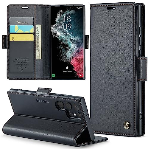 Phernykas Handyhülle für Samsung Galaxy S22 Ultra Klapphülle, Leder Wallet mit Standfunktion und Kartenfächern Cover Samsung Galaxy S22 Ultra 360 Grad hülle Stoßfeste Flip Case (Schwarz)