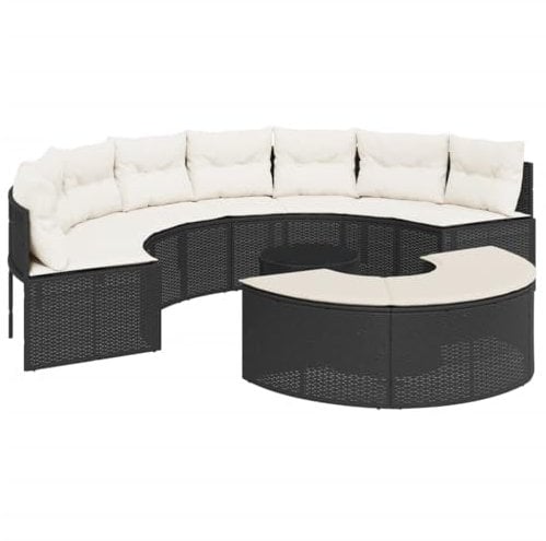 vidaXL Garten Sofa Garnitur 3-TLG., Gartenmöbel Set Halbrund, Sitzgruppe für Garten Terrasse, Lounge Sitzgarnitur, Schwarz Poly Rattan