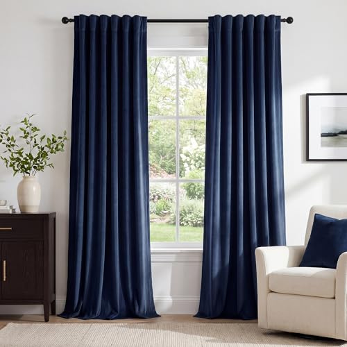 StangH Blackout Curtains made of Velvet, 228.6 cm long, with Back Tab, Privacy Screen, Sliding Door Curtains, thermally insulated, noise-reducing, Window Curtains for Living Room, W 62 cm x L 90 cm, 2