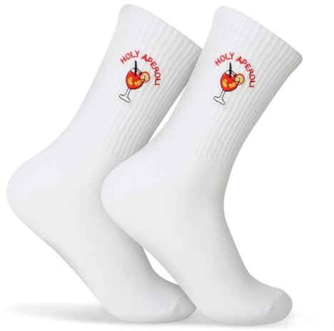 MEJOSER Aperol Geschenk Aperol Socken 36-42 Baumwolle für Damen Herren Weihnachten Lustige Tennissocken Sportsocken Crew Socks Accessoires (DE/NL/SE/PL, Numerisch, 36, 42, Regular, Regular, Weiß)