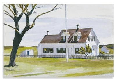 LZTEN Edward Wandkunst, Motiv: Toter Baum und die Seite des Lombardischen Hauses von Edward, Poster, Leinwand, Wandkunst, Ölgemälde, Deko, ungerahmt, 61 x 91,4 cm