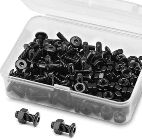 60 Juegos M4 x 8mm Kit de Pernos y Tuercas de Cabeza Hueca Hexagonal Redonda Plana 304 Acero Inoxidable Óxido Negro, Tornillos Para Muebles