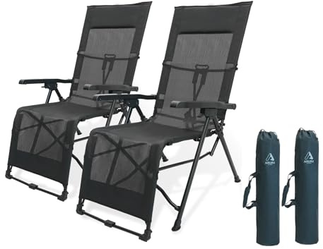 ARURU Sonnenliege Klappbar，Liegestuhl Zero Gravity Stühle Campingstuhl aus Teslin, bis 200kg belastbar, 3-Fach verstellbar,für Patio-Garten-Strand-Pool【2er Set 】