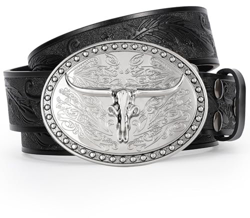 JasGood Western Leder Gürtel für Herren Damen Cowboy Cowgirl Zweite Schicht Ledergürtel für Jeans Hose