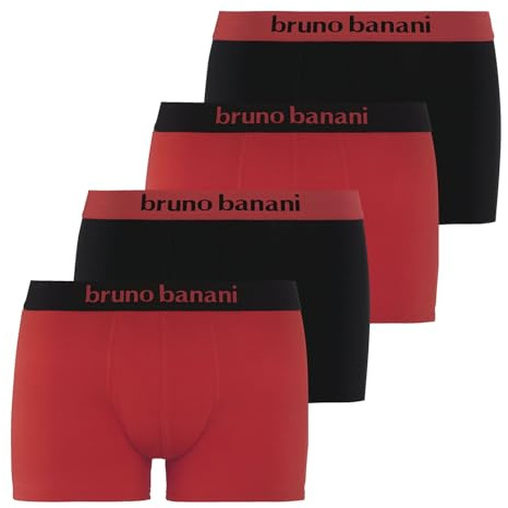 bruno banani 4er Pack Herren Boxershorts Shorts Unterhosen Flowing, Farbe:Mehrfarbig, Menge:4er Pack (2X 2er), Wäschegröße:L, Artikel:-3159 rubinrot/schwarz