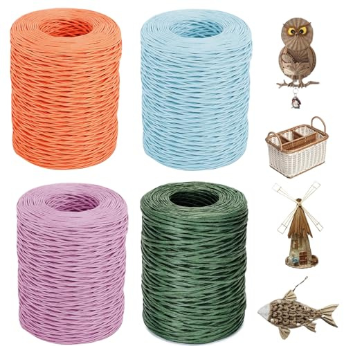 4x50m Papierdraht Natur Eisendraht Papierkordel zum Basteln 2mm | Blumendraht Dekodraht Papierwickeldraht Für Blumensträuße Verpackung, Hochzeiten Weihnachten Geschenk Dekoration und DIY