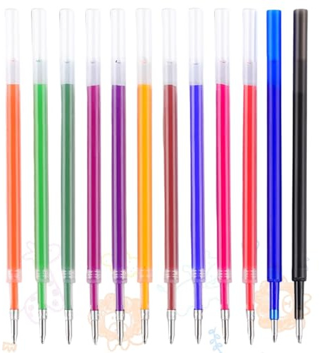 Ersatzminen für Stifte, 12 Stück Farbig Minen, Ersatzminen für Radierbar, Spitze 0,5mm Höhe 11 cm, Praktisch für Schule und Alltag（12 Farben）