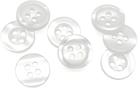 Tivleed White Buttons for Baby Cardigans, 11.5mm 18L, 50 Pcs 4-Hole Resin Sewing Buttons for Shirts, Blouses and Crafts