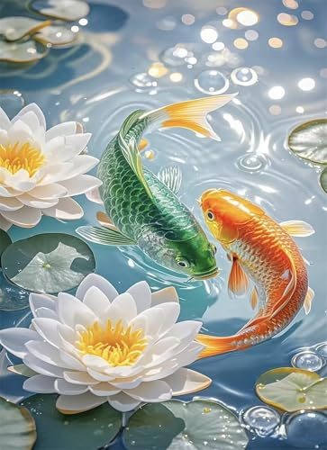 Puzzle 200 Teile Koi-Karpfen aus dem Lotussee Puzzle für Erwachsene,Jugendliche Herausforderungsspielzeug Dekompressionsspiel,Spielzeugpuzzle Geschenke zur Wohndekoration 35x25 cm
