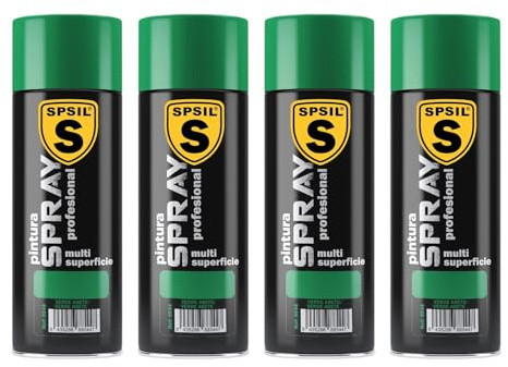 SPSIL Pintura Spray Brillante Verde Abeto(pack of 4) 400ml, Metal Secado RápidoPintura Profesional Interior Exterior, Aplicación Fácil en Madera Plástico, DIY Decoración Muebles Automóviles