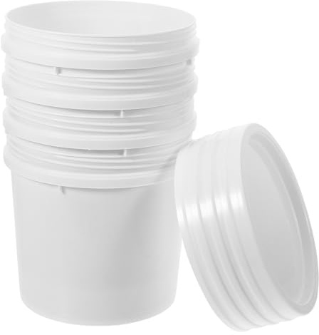 SHINEOFI 4pcs 1-liter Food-grade Plastic Buckets with Screw-on Lids, Sealing Water and Paint Containers, Portable Household Storage Pails for Liquid Handling and Industrial Use