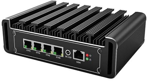 VENOEN Firewall-Software Mini-PC Celeron J6412, Router-Server, 2.5G LAN 4 Port, 16GB RAM 500GB SSD, HD, DP, USB, COM, SIM-Steckplatz, WiFi, Support WatchDog, Auto Power On, Firewall Micro Appliance