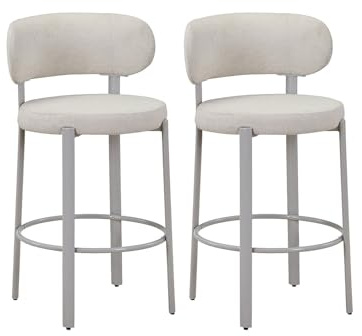 Vente-unique - 2 Hocker aus Strukturiertem Stoff und Metall – cremefarben – Asilova