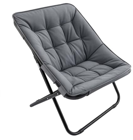 GREENSAPPIRE Saucer Chair Moon Chair, Oversized Comfy Foldable Faux Fur Lounge Reading Chair with Metal Frame, Cozy Accent Chair for Bedroom Dorm Living Room