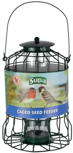 Supa Wild Bird Cage Seed Feeder Deters Squirrels and Larger Birds Such As Doves And Pigeons, Easy to Fill and Easy to Clean.