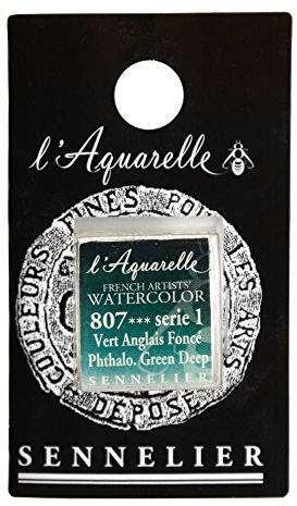 SENNELIER L'Aquarell French Watercolor Half Pan Replacement, Phthalo Green Dp