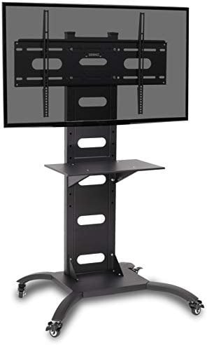 Duronic TV Stand Chrome & Glass Stand for 30” -80” Flat Screen Television LCD/LED/OLED/QLED, With Tilt & Swivel, VESA Up to 600x400, Capacity, With Media Shelf (TVS4T1)