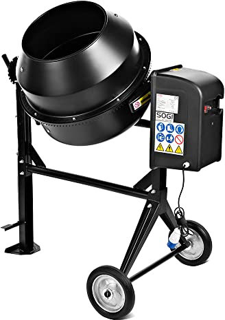 SOGI BEM-120 Betoniera elettrica a bicchiere - capacità 120 L - motore 550 W - per calcestruzzo, malta e intonaco - nera